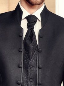 plastron czarny w komplecie z kamizelką