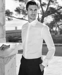 Koszula biała super slim fit z krytą plisą