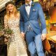 pan młody w garniturze ślubnym, w kamizelce, w muszce, w koszuli białej. Kolekcja Wilvorst Green Wedding 2024