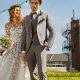 pan młody w garniturze ślubnym, w kamizelce, w muszce, w koszuli białej. Kolekcja Wilvorst Green Wedding 2024